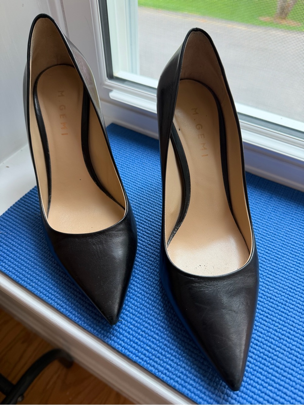 M.Gemi Esatto 90 Black Nappa Leather Pumps EU 38.5 US 7.5 Made In Italy Heel - Picture 2 of 7